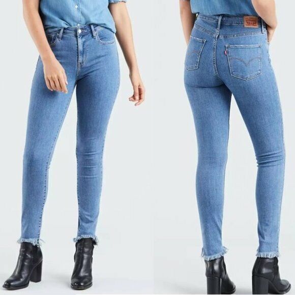 NEW Levi's 721 High Rise Skinny Jeans Fray Hem Ankle length size 24 00L 00 Long - Picture 1 of 6